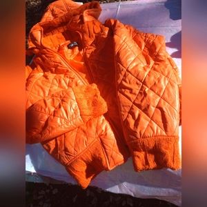Orange Rue 21 Puff and Knit Hooded Coat